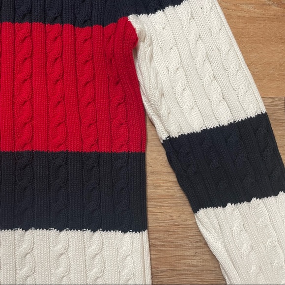 NWT Tommy Hilfiger Flag Colorblocked Cotton Cable-knit sweater - Picture 4 of 6